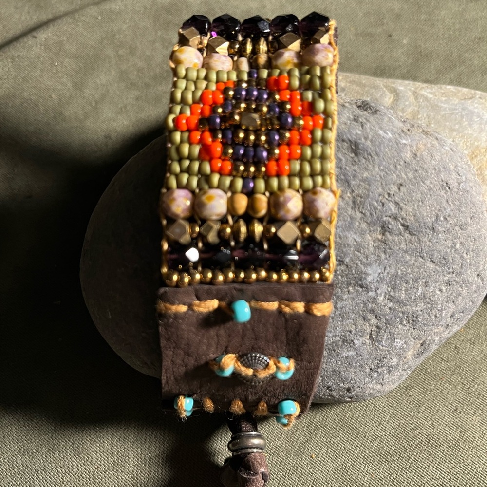 Beaded boho cuff bracelet